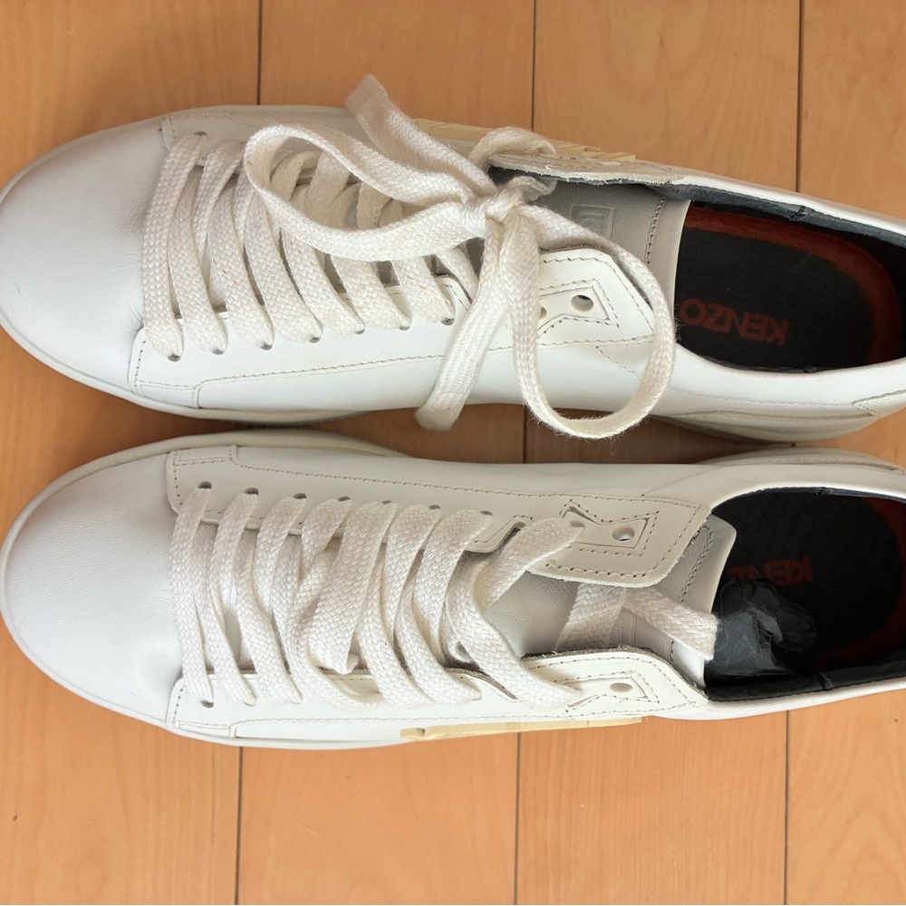 Kenzo Tennix White Leather Lace-Up Low-Top Sneakers View 6